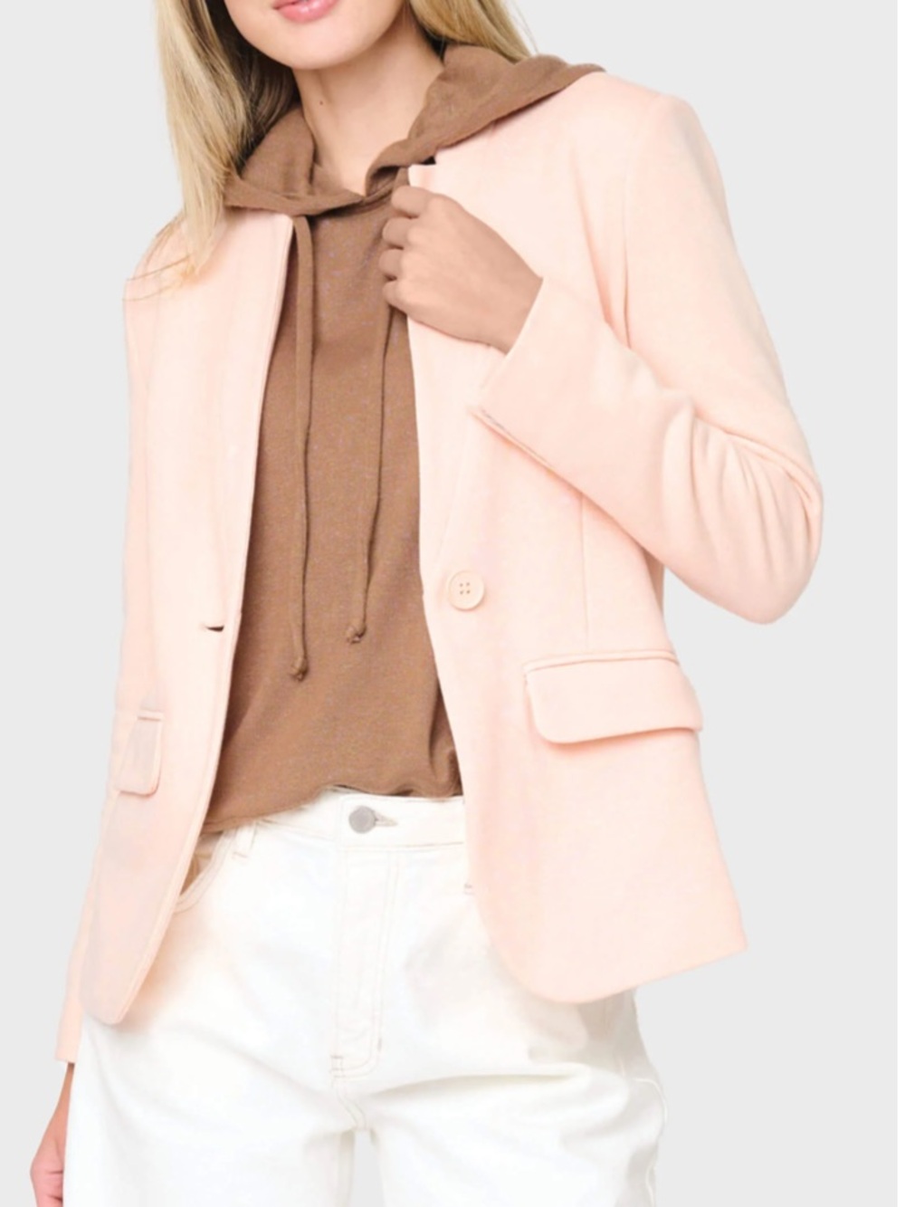 Gibsonlook Blush Pink Tailored Blazer Notch Collar, Single Button Closure, Sz M